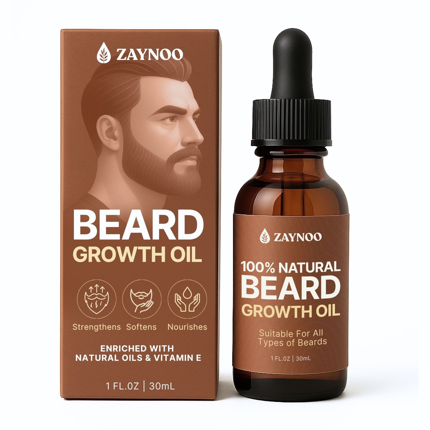 Zaynoo beard growth oil bottle and box product image