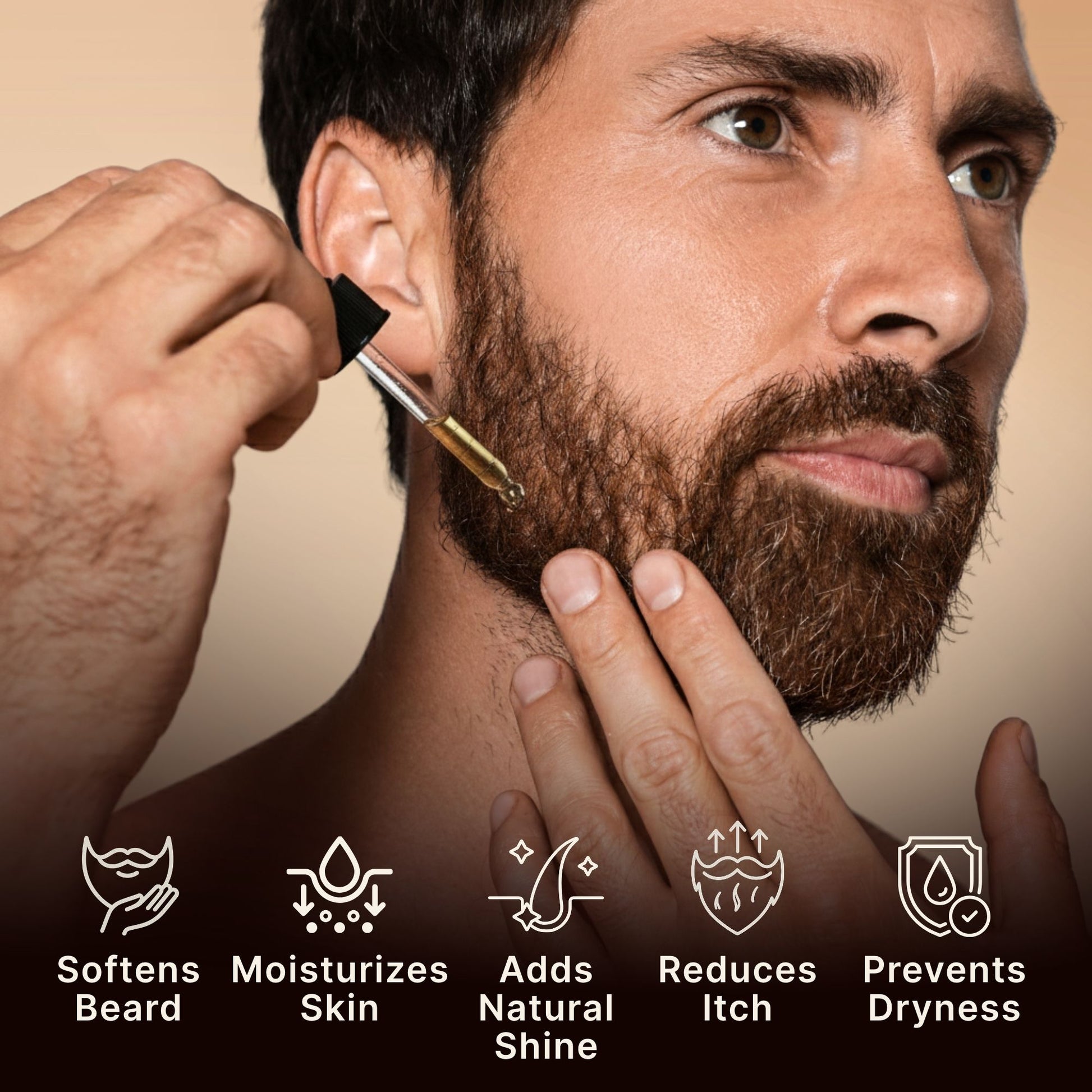 Man applying beard oil for thicker healthier beard growth