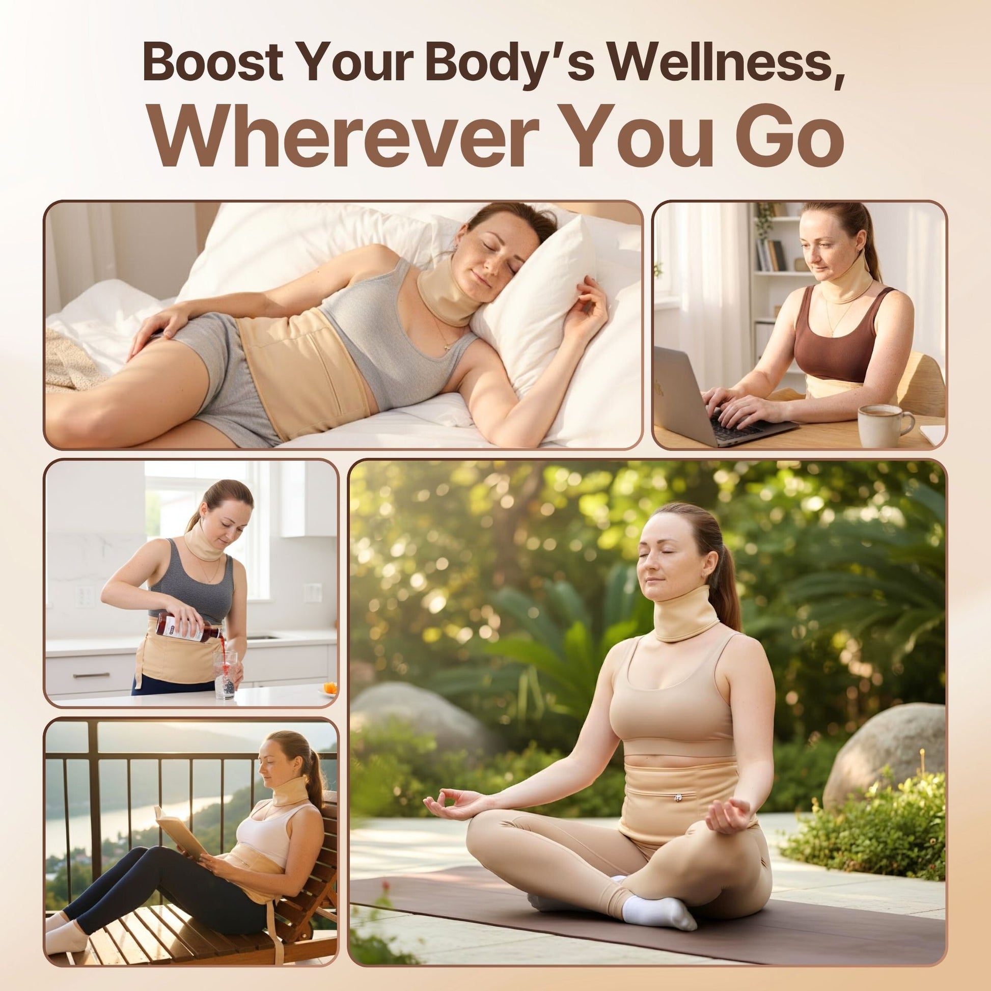 Castor oil wellness support on the go lifestyle collage